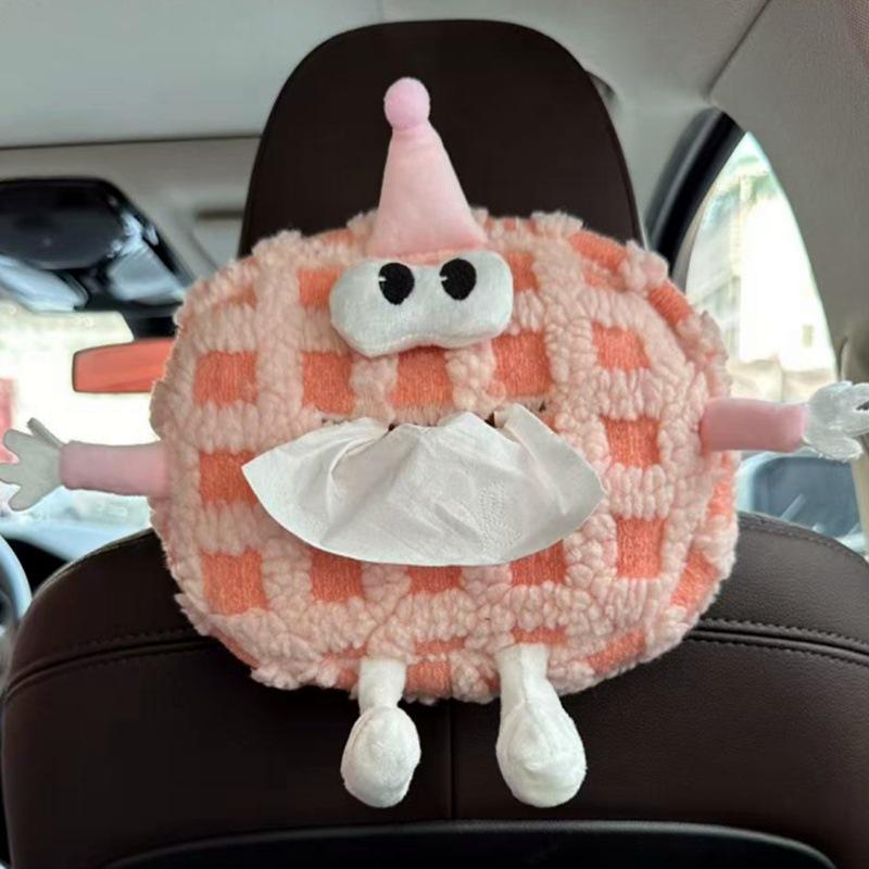 Creative Cartoon Car Plush Tissue Box - Hanging or Armrest Style