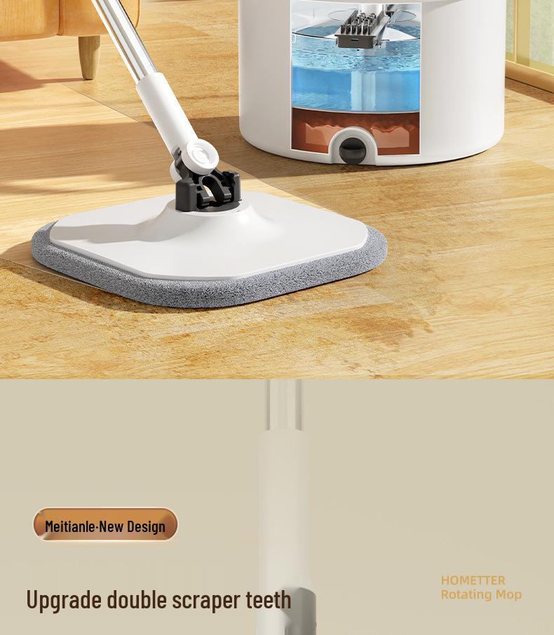 Meitianle Rotating Mop: Clean & Dirty Separation, Lazy Household Cleaning Tool, Durable Pole, Trending Item.
