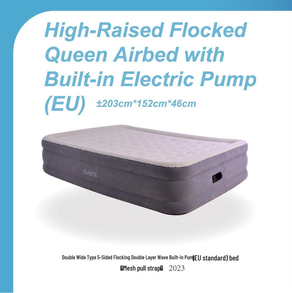 JILONG Luxury Double Layer Flocked Inflatable Bed with Built-in Pump