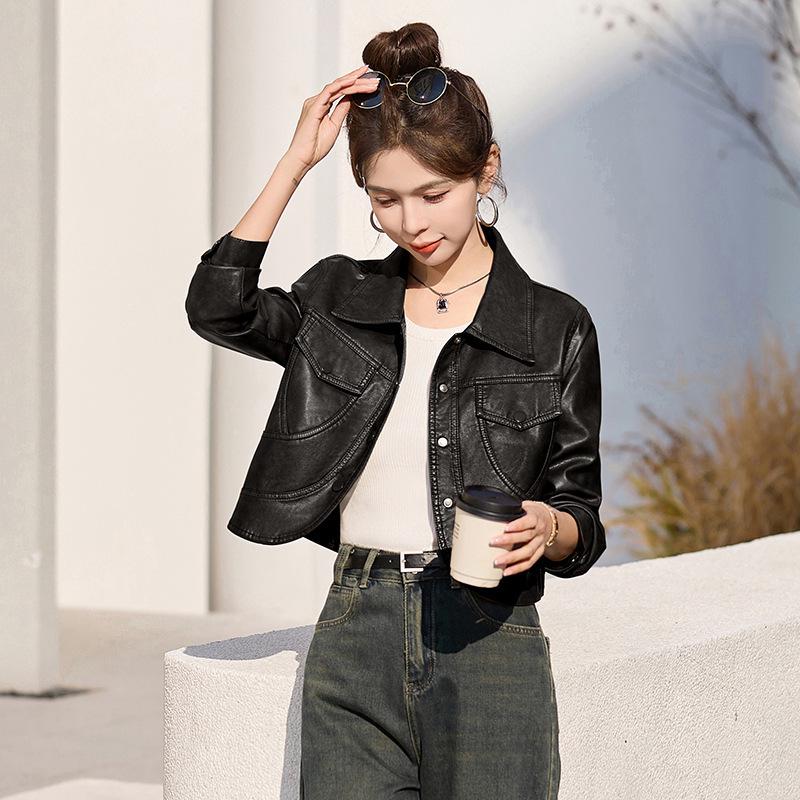 Women’s Trendy Hong Kong & Korean Style Sheepskin Leather Jacket