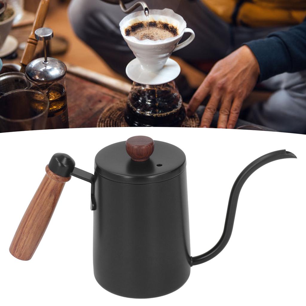 600ml 20oz Pour Over Coffee Kettle Pour Over Kettle Gooseneck Spout Coffee Tea Pot with Wood Handle