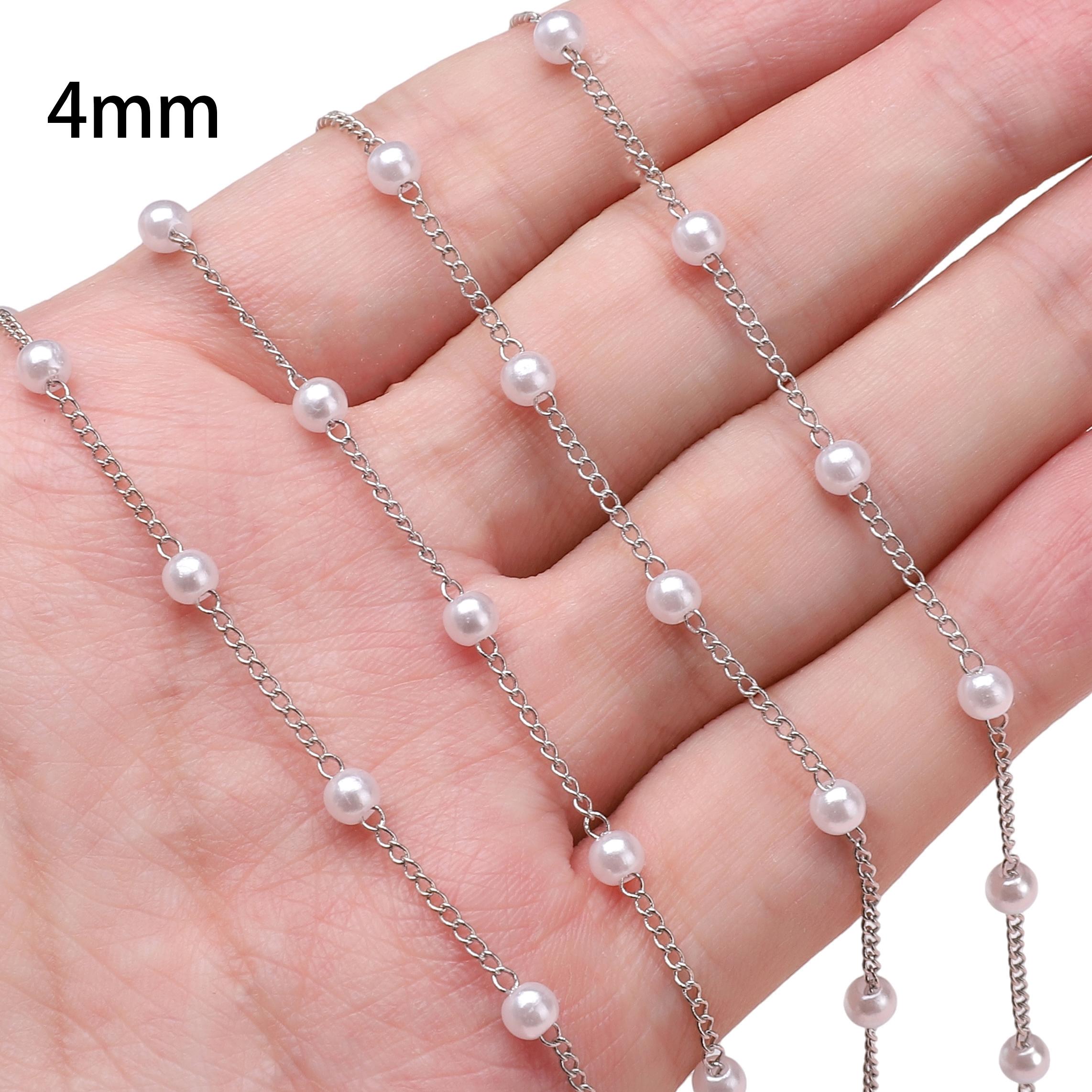 

50 см ABS круглые искусственные жемчужные бусины цепочка для самостоятельного изготовления ювелирных изделий аксессуары для украшения дома 4.0mm серебряный