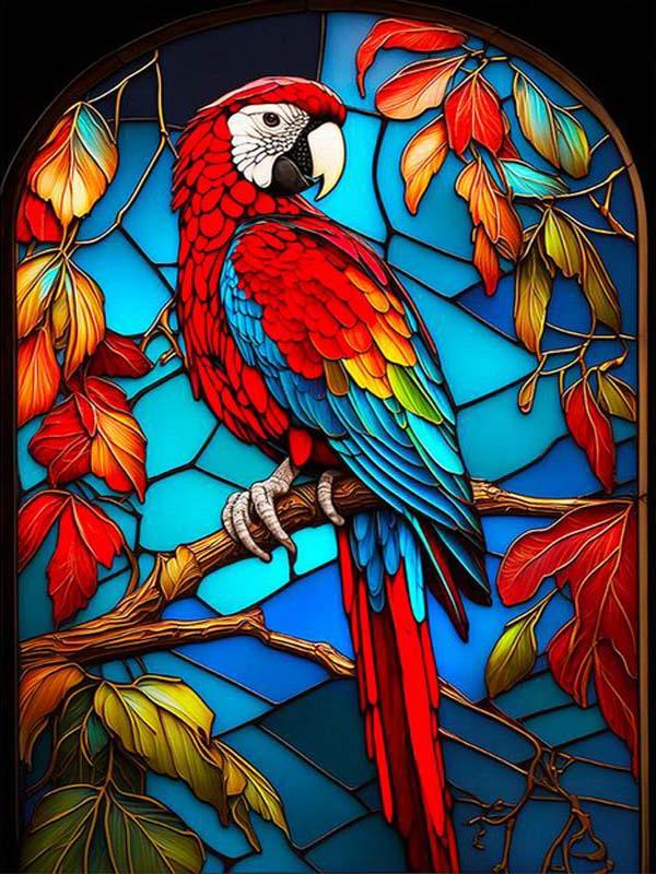 Barevné sklo Diamantový obraz Barevný papoušek kutilství plný čtverec kulatý vrták drahokamy výšivka Zvířata Ptáci Mozaika Sady křížkového stehu Nástěnná dekorace