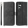 For Samsung Galaxy S25 FE Case Flower Pattern PU Leather Wallet Phone Cover with Strap