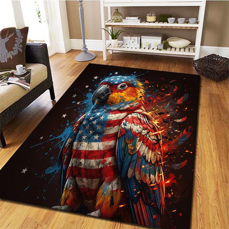American Flag Dog SkullPattern Square Carpet,Area Rug,Carpet Rug for Living Room Bedroom Sofa Playroom Decor,Non-slip Floor Mat,Holiday Birthday Gifts