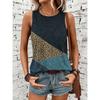 Fashion vest printed 3D printed women's summer casual round neck vest