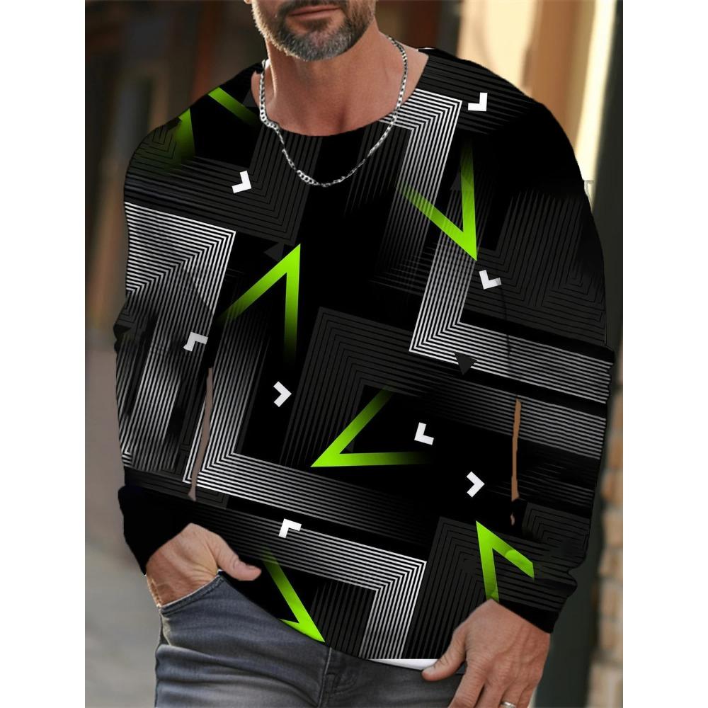 Graffiti Design 3D Digitaldruck Herren Mode Trend Rundhals Langarm T-Shirt