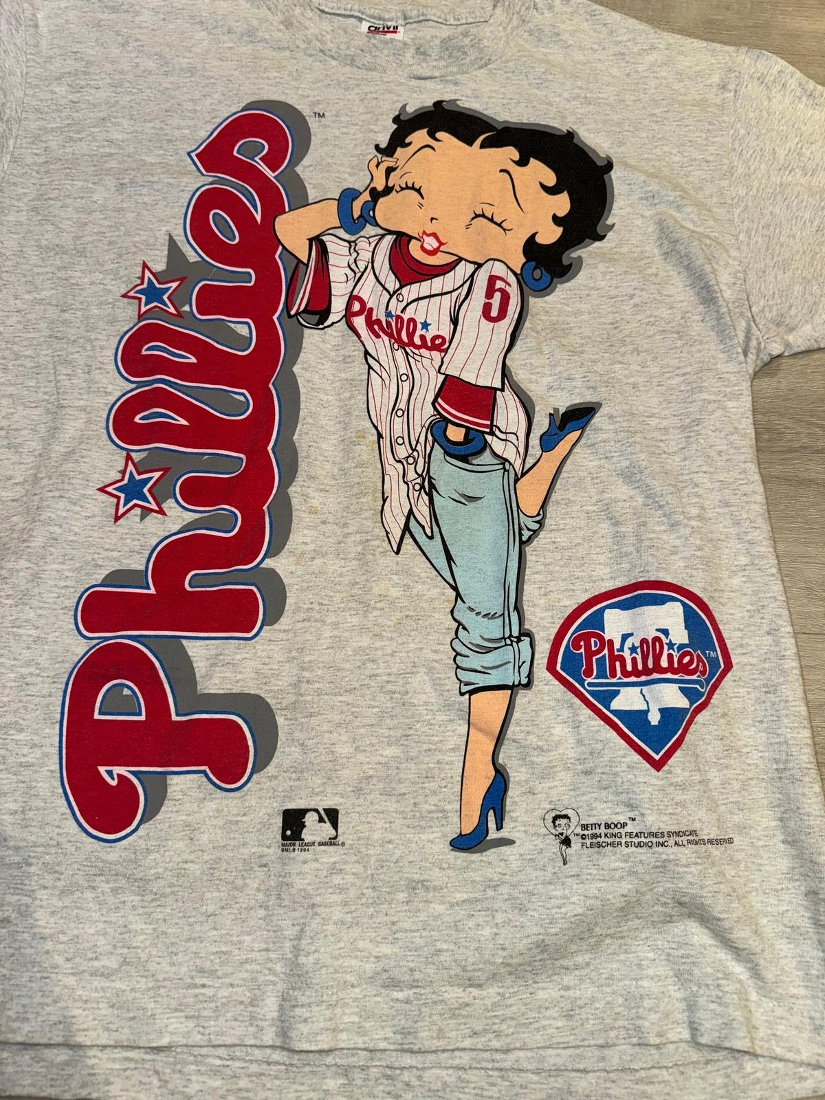 90s rare Philadelphia Phillies Betty Boop Sport Gray T-shirt classic HN0438 M