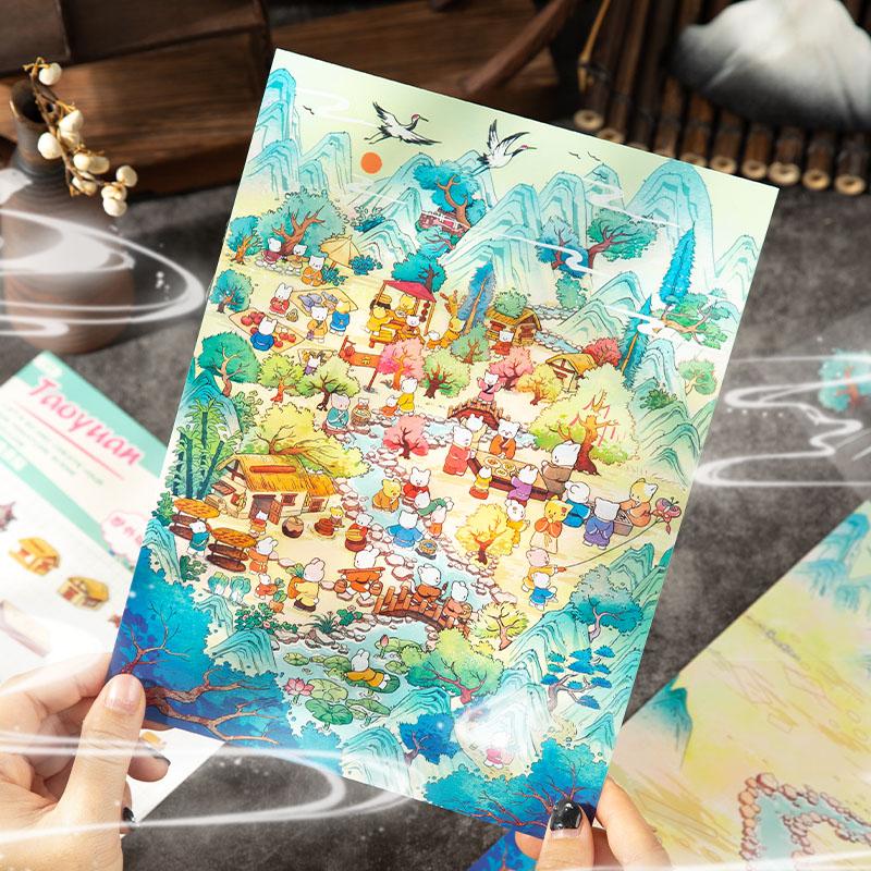 

3pcs Miniature Cartoon Scene 3D Landscaping Stickers DIY Miniature Scene Stacking and Pasting Hand Account Gift for Kid Child
