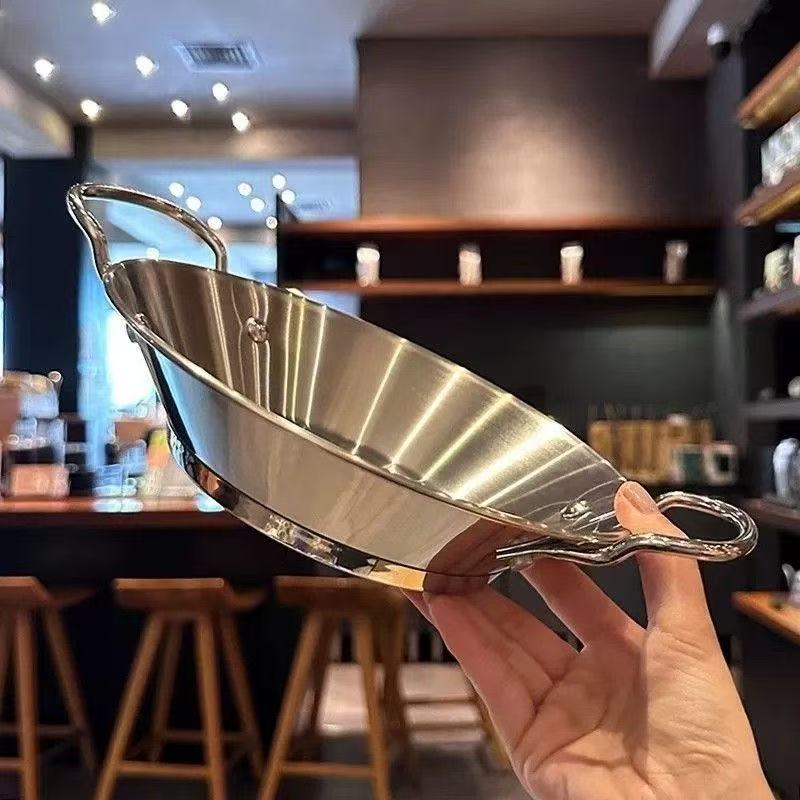 1PC stainless steel seafood rice pot plate plate creative dry pot household basin restaurant commercial tableware