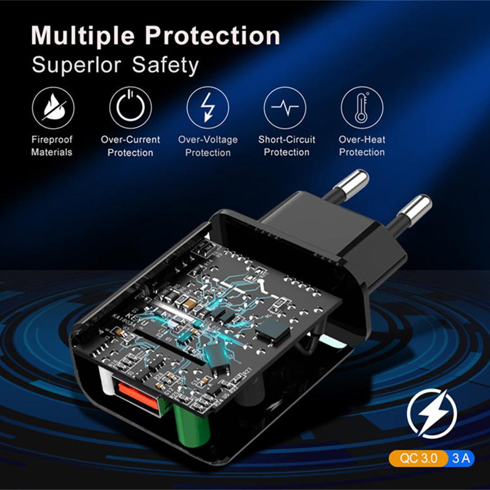 18 Вт 3A быстрая зарядка QC 3.0 USB зарядное устройство быстрое зарядное устройство 3.0 телефон зарядное устройство для iPhone для Samsung Xiaomi Redmi EU Plug