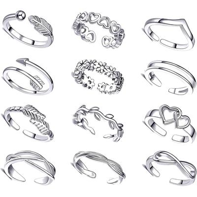 10/12 Τεμάχια Δαχτυλίδια Δακτύλων Ποδιών για Γυναίκες Ανοιχτά Δαχτυλίδια Δακτύλων Ποδιών Σχέδιο Λουλούδι Φτερό Καλοκαιρινές Διακοπές Παραλίας Κοσμήματα Ποδιών Γυναικεία Κορίτσια Δαχτυλίδια Ποδιών