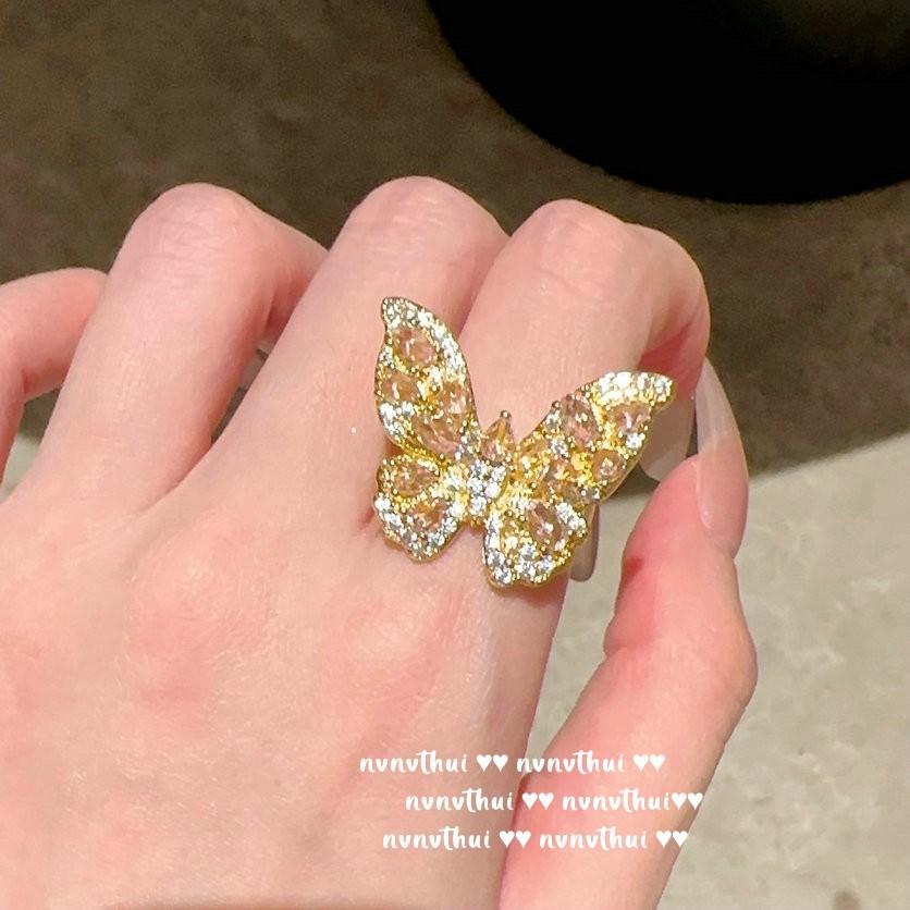 Papalacha Pink Gem Butterfly Necklace, Dancing, 18K Gold Dust Plated Love Rainbow, Zircon Earrings