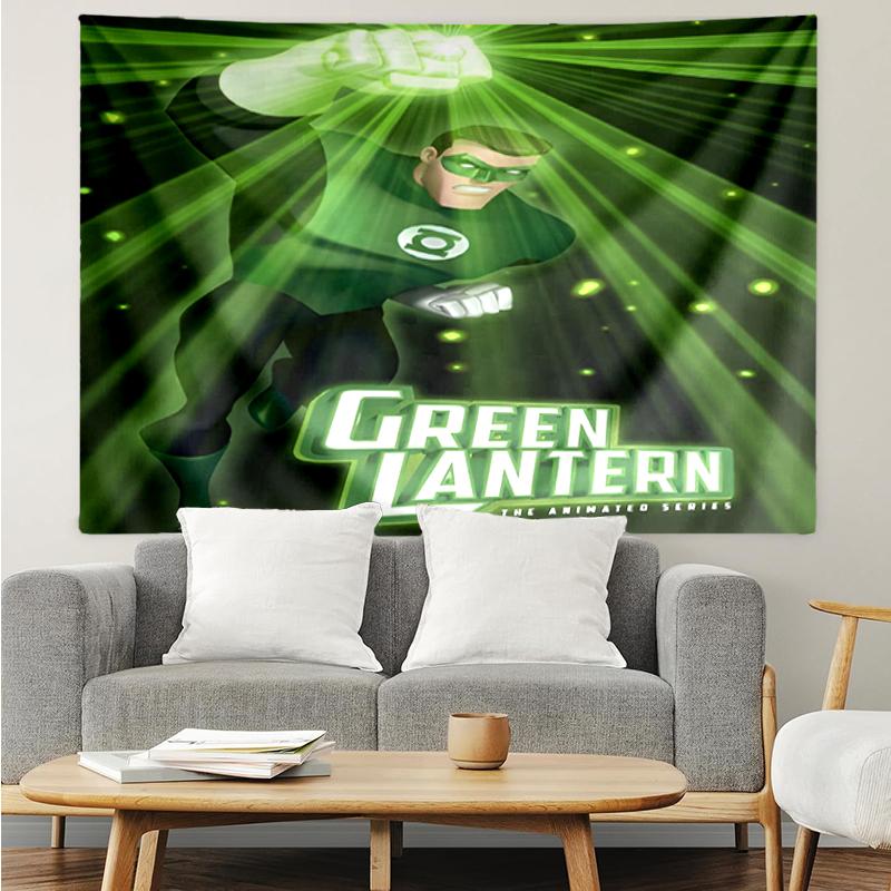 Green Lantern Print Tapestry, Backdrop, Easy Setup, Ideal for Bedroom, Office & Living Room, with Aesthetic Wall Hanging Decor.