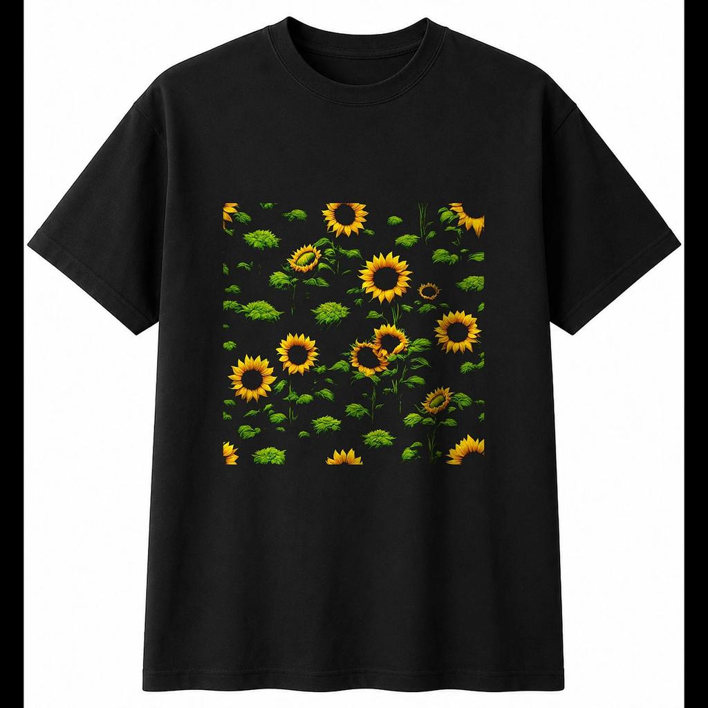 Sunflower In the Swamp Nature Mens T-Shirt Black 100% Cotton Garden Printed