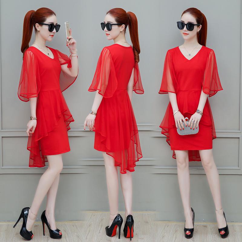 Chiffon dress women's summer new gentle super fairy cold wind thin mesh medium and long summer skirt