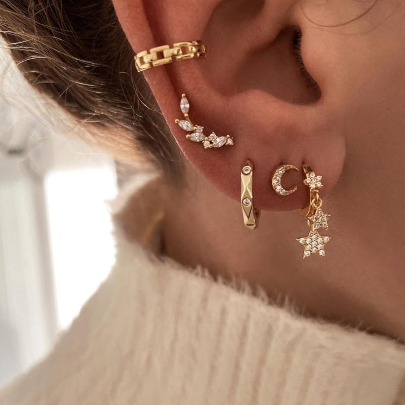 925 Silver Needle Vintage Gold Earrings Luxury Long Chain Tassel Crystal Hoop Earrings for Women Party Trend Jewelry
