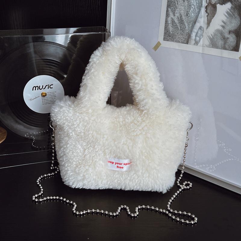 

Повсякденна плюшева сумка-кросбоді для поїздок на роботу, мила корейська сумочка, осінньо-зимова сумка-відро для жінок, подарунки на день народження білий