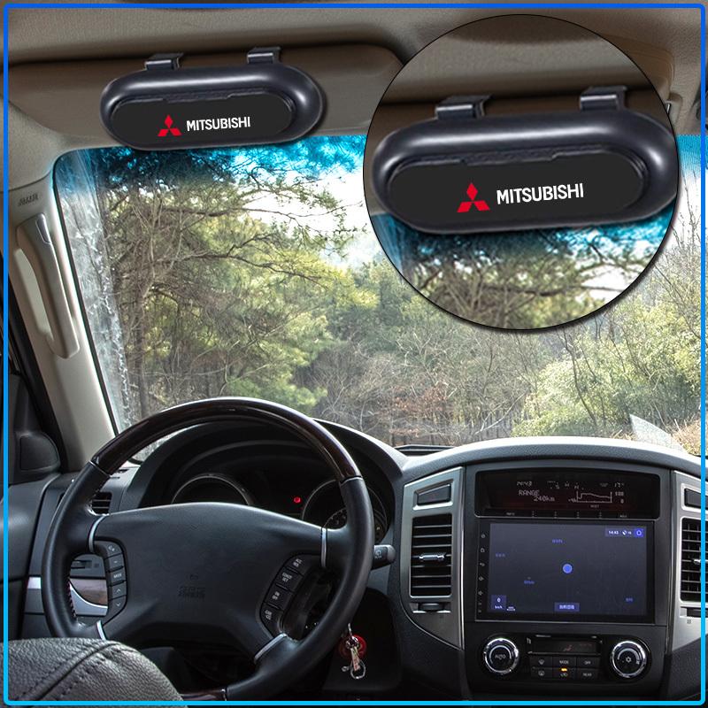 Car Sun Visor Glasses Storage Box Holder Organizer sticker For Mitsubishi Lancer Lancer ASX Outlander 2 3 Pajero Mirage exzos Pajero 4