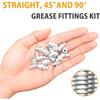 VIGRUE Grease Fittings, 245 Pieces SAE & Metric Grease Fitting Assortment Kit, Standard Grease Fittings Grease Zerks, Straight and Angled Perfect for