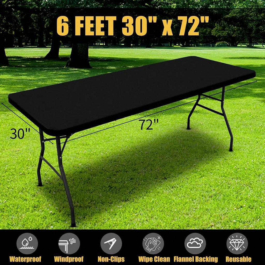 Christmas Decorative Tablecloth, Elastic Fit Tablecloth For 6ft Rectangular Tables, Stretchable And Washable Patio Tablecloth, Suitable For Outdoor