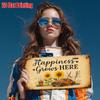 D Flat Printing Pc Vintage Aluminum Sign Decorative Use Only Outdoor Wall Decoration Happiness Grows Here Sunflower