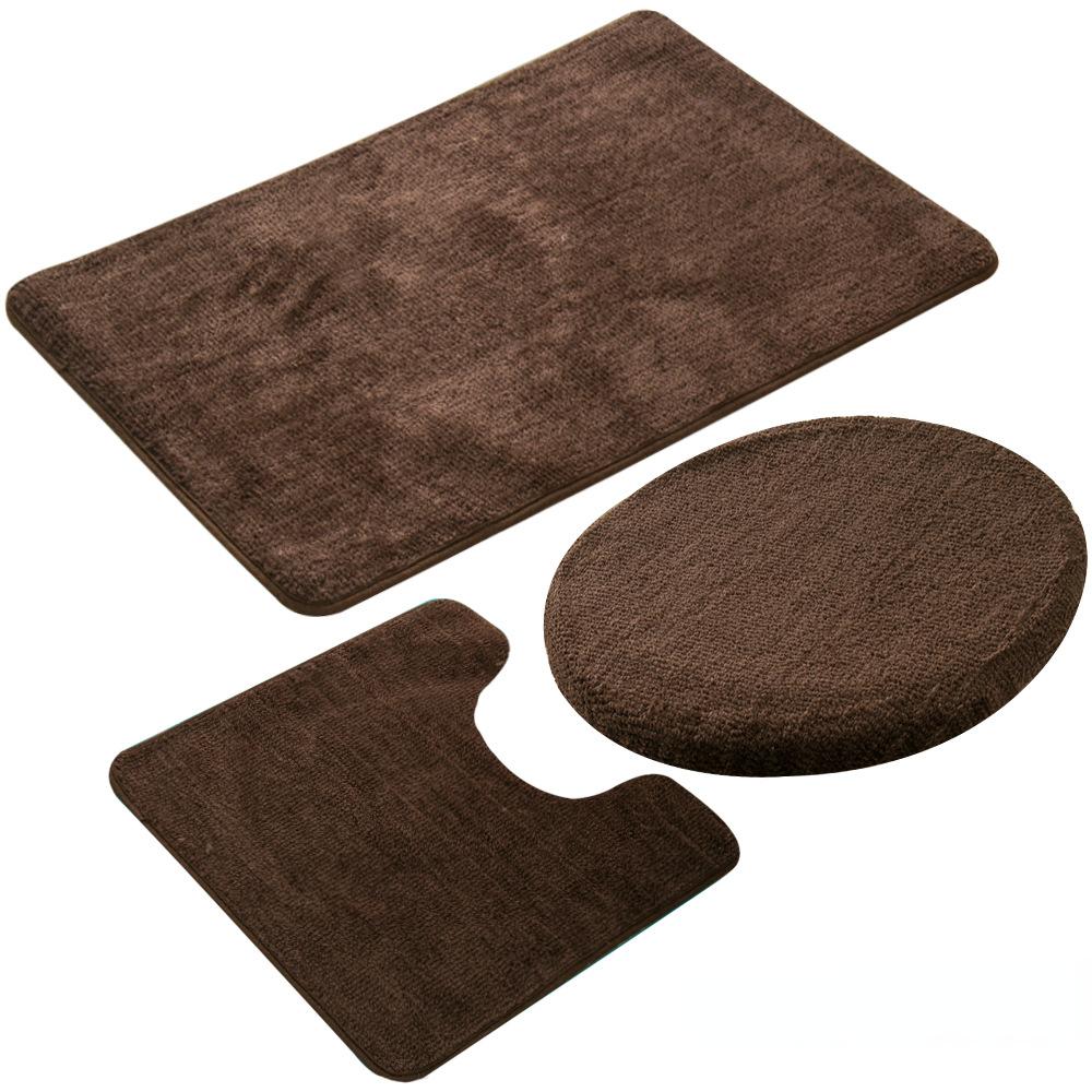 Set 3 pezzi Tappetino da bagno a tinta unita Set Tappeti da bagno con peli soffici Moderno Kit tappetini copriwater rettangolari 50*80 50*40 45*50cm