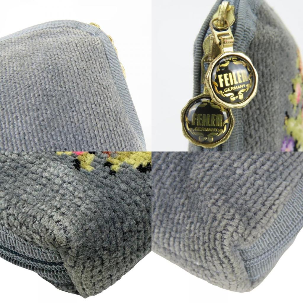 Used FEILER Pouch Pile Gray Multicolor Floral