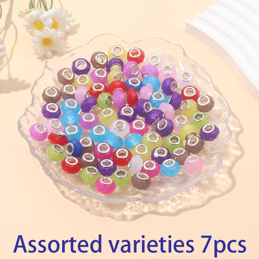 

7/14/21 шт. европейских бусин-разделителей с большим отверстием, однотонные ромбовидные бусины, различные европейские бусины для поделок, разноцветные, используются для создания ожерелий и браслетов своими руками 7pcs