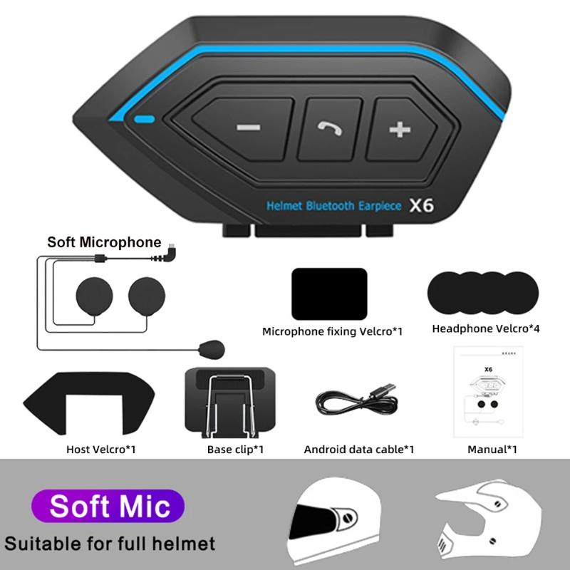 

MRSVI X6 Мотоциклетная гарнитура Шлем Bluetooth Наушник Беспроводная гарнитура Звонок в режиме громкой связи Стерео Помехоустойчивый Водонепроницаемый Комплект 1-1 чёрный