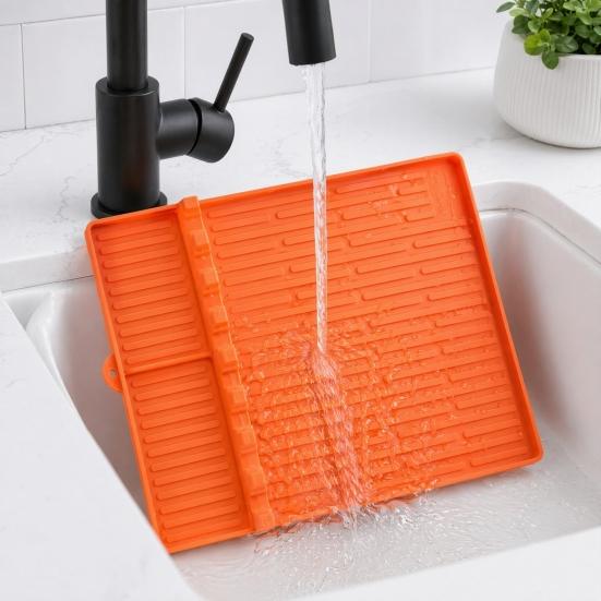 Silicone Barbeque Tool Mat, Food-Grade Heat Resistant Grill Mat, Non-Slip Easy Cleaning Spatula Mat, for Outdoor Grill Kitchen Counter