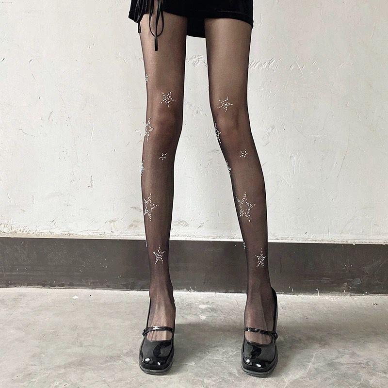 Spring/Summer Pure Desire Hot Girl Five-Pointed Star Stockings - Japanese Lolita Jk Thin Transparent Women's Pantyhose