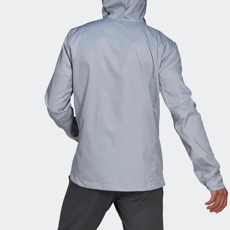 Adidas Solid Color Zip-Up Hooded Sports Jacket Men Outerwear Light-Silver GJ9949