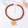 New Vintage Metal Sun Flower Pendant Necklaces Handmaed Beaded Choker Necklace For Women Holiday Party Jewelry Gifts