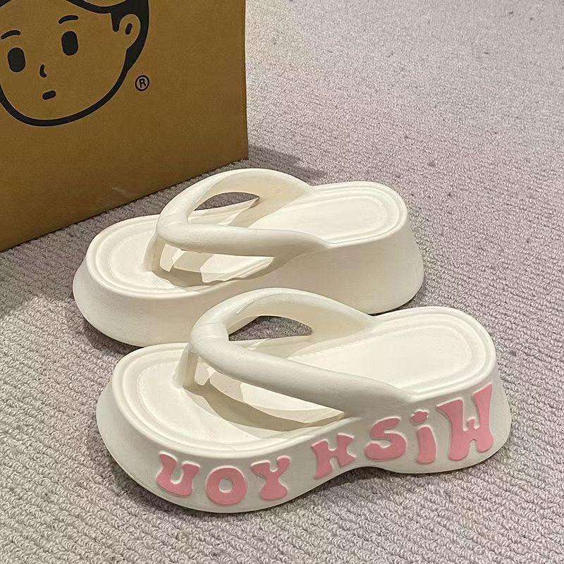 EVA Thick-Soled Cute Cartoon Kitten Clip-Toe Women's Flip-Flops - Summer Outdoor Height-Increasing Sandals