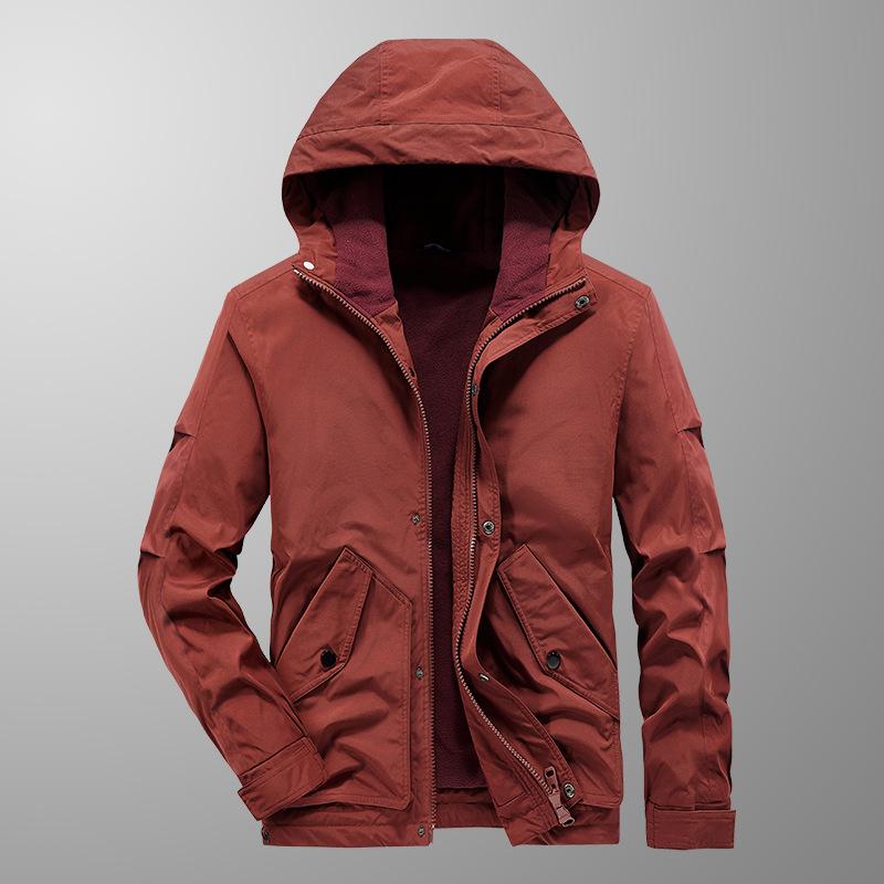 Autumn and Winter Tooling Jacket Jacket Men's Casual Versatile Outdoor Breathable Fleece Thermal Jacket Jacket