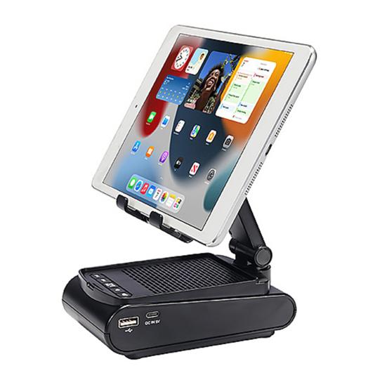 Mobile Phone Holder with Wireless Bluetooth-compatible Speaker Telescopic Great Load Bearing Anti-skid Bottom