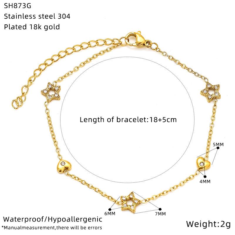 Trade Light Luxury High-End Stainless Steel Bracelet Women'S Zircon Personalized Love Butterfly Gold-Plated Jewelry
