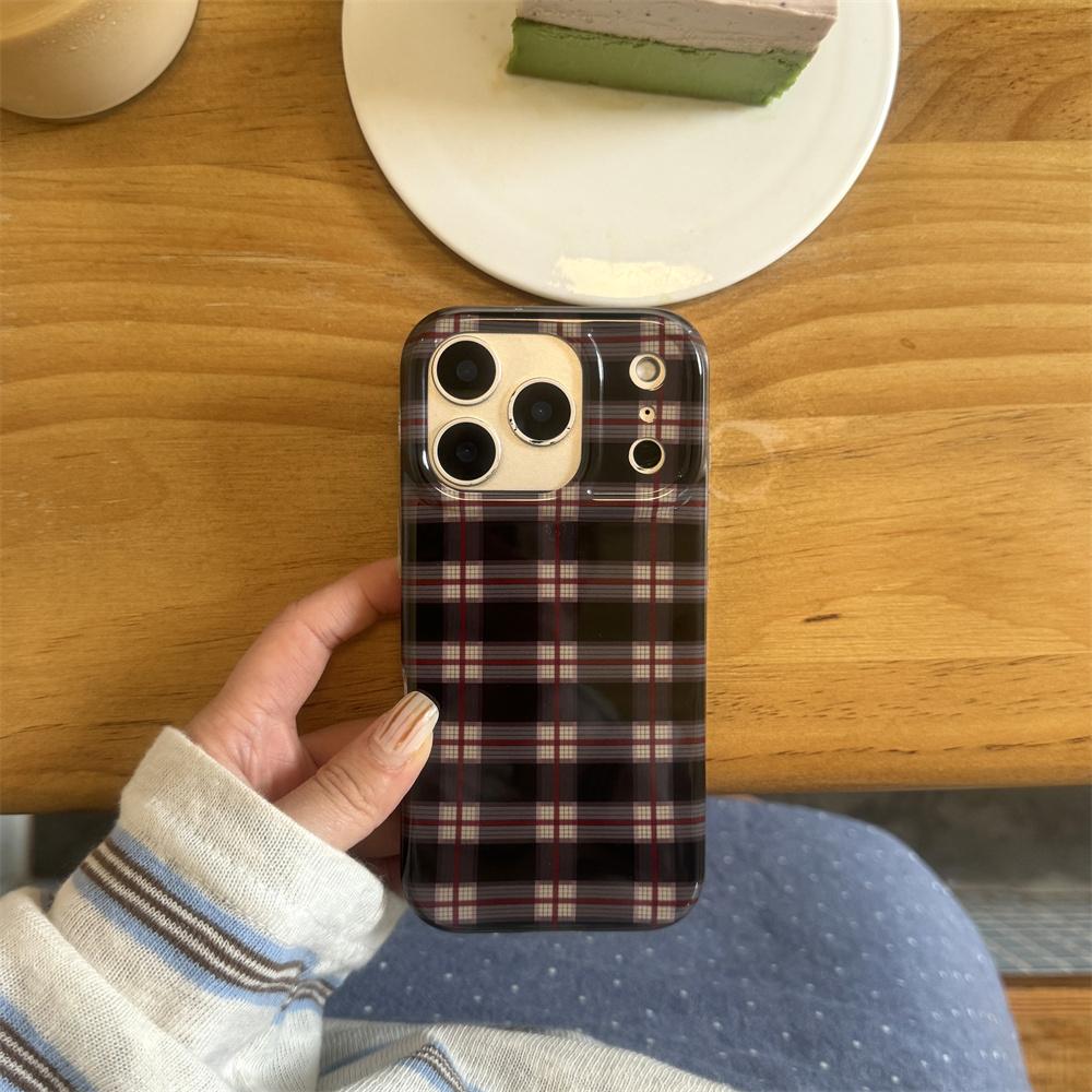 Korean INS Stylish Plaid Phone Case for iPhone 15 14 Pro Max 13 17 16 Pro Fundas Silicone Shock Anti-fall Cute Protective Cover