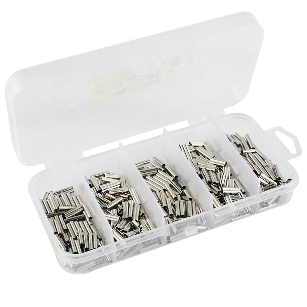 500Pcs/Box Aluminum Fishing Crimping Sleeves Wire Copper Tube Portable Outside Connectors Equipment Tools