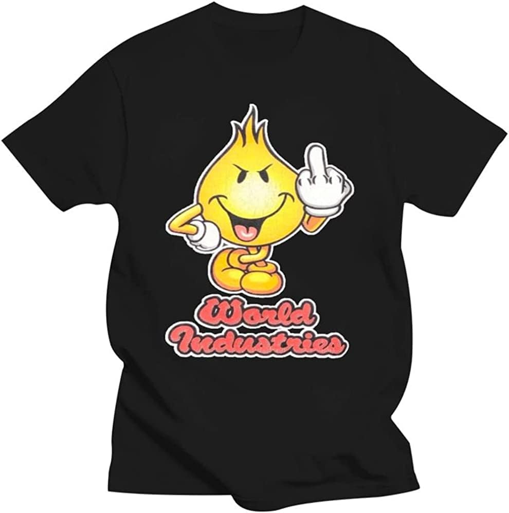 World Industries Custom Skateboarding Men s Black Short Sleeve T Shirt Casual Street Wear Black 4XL чёрный