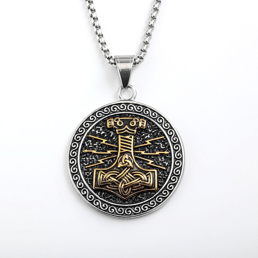 Мужская ретро подвеска-ожерелье из нержавеющей стали с молотом Тора, двусторонняя