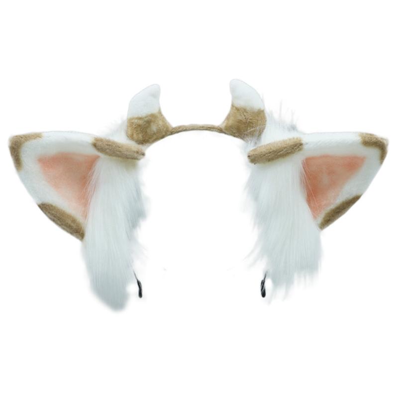 Plush Ears Hair Hoop Halloween Cow Ears Headband Furry Cartoon Animal Hairband Anime Fancy Dress Cosplay Headdress