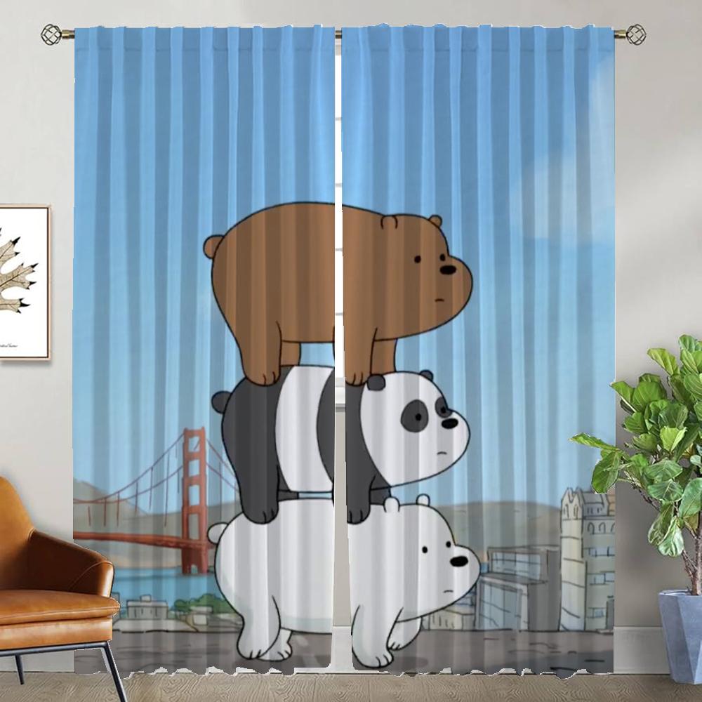 Kitchen Curtains for Camera We Bear Bears Window Curtain for Room 2 Panel Shades Home Interior Curtains Partition Living Elegant