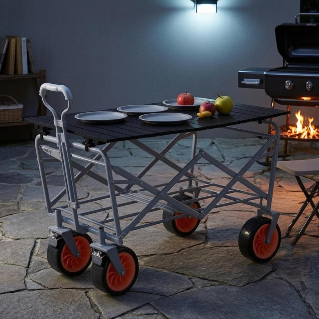 Slatted Wagon Table Top Collapsible Furniture Space-Saving for Picnics