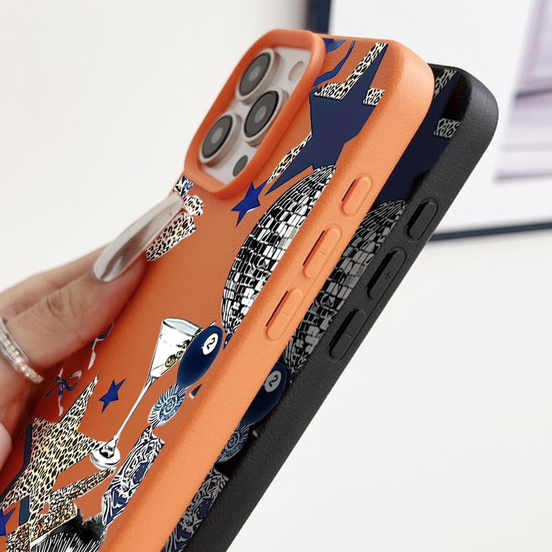For iPhone 17 Pro Max Case Luxury Leopard Star Disco Ball Pattern Leather Texture Silicone Cover For iPhone 16 Pro Max 15 14 13 12 11 16E Air