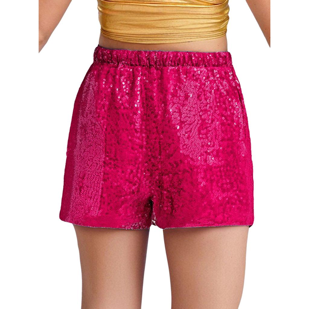 Girls Sequined Dance Shorts Elastic Waist Shiny Sequins Jazz Performance Cheerleading Competition Bottom