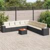 VidaXL Garden Lounge Set 10 Pcs with Cushions Black Wicker 3225489