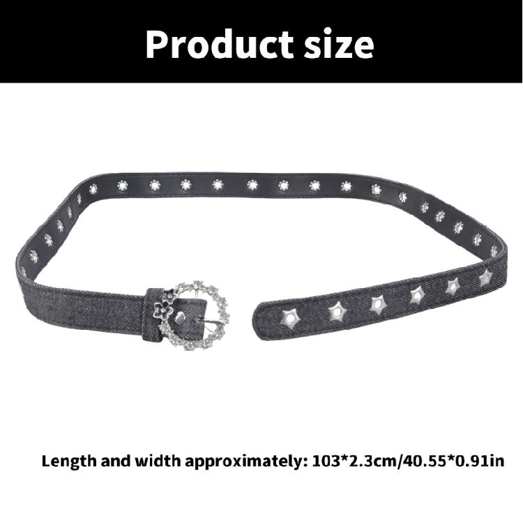 Flower Waist Chain Vintage Flower Denims Belt for Women Proms Stage and Club Party Casual Wear Elaborate Jewelry