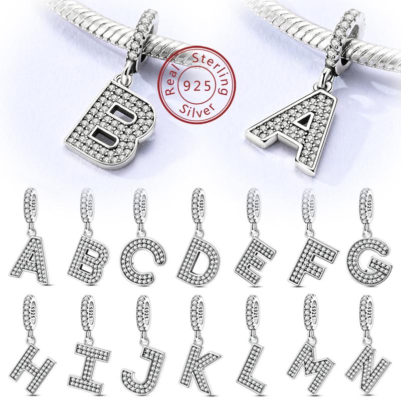 New Charms Beads Pendants Copper 26 Letters A-Z Alphabet Diy Name Beads Fit Original Bracelet Women Jewelry Making